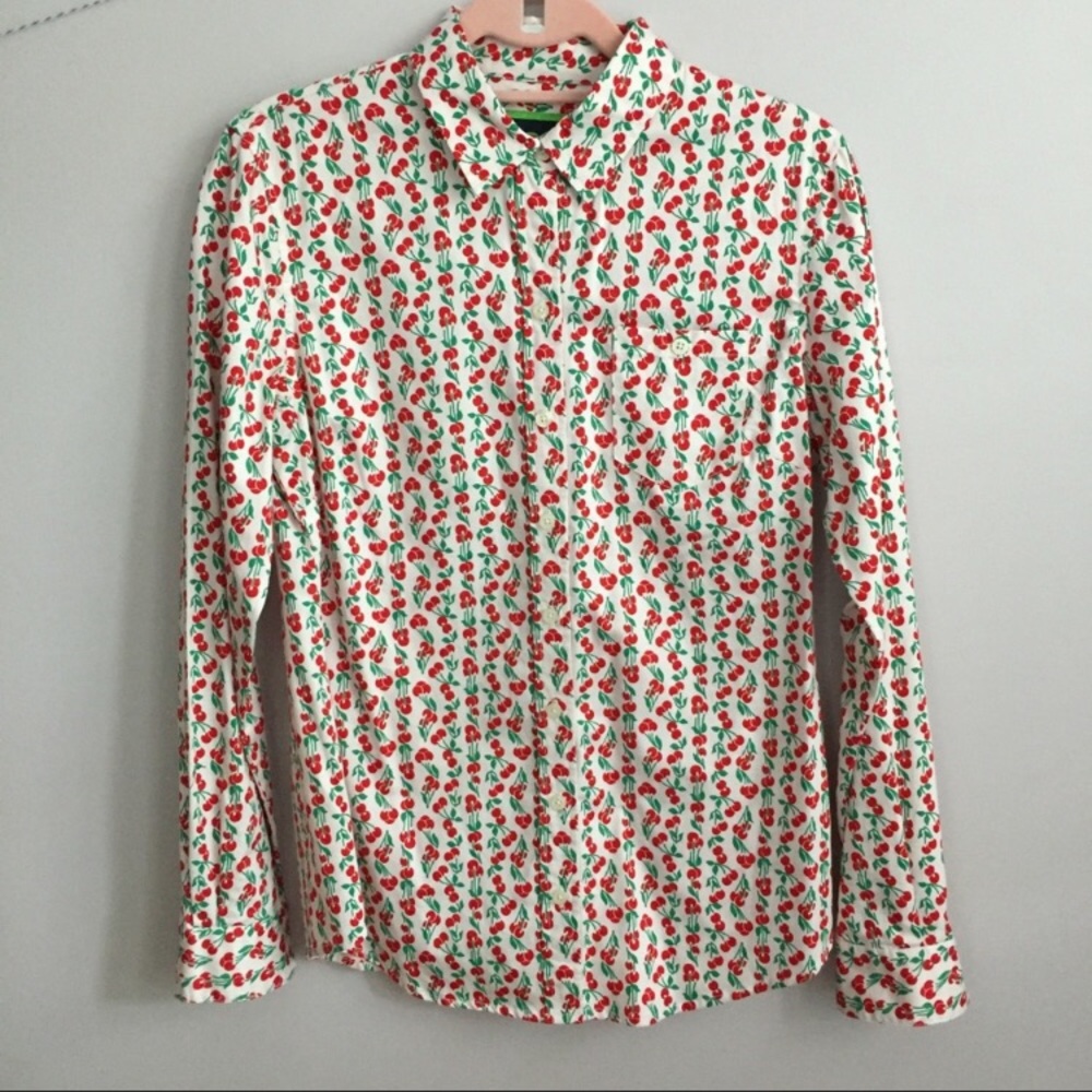 Cherry Print C Wonder Button Down Top - image 1